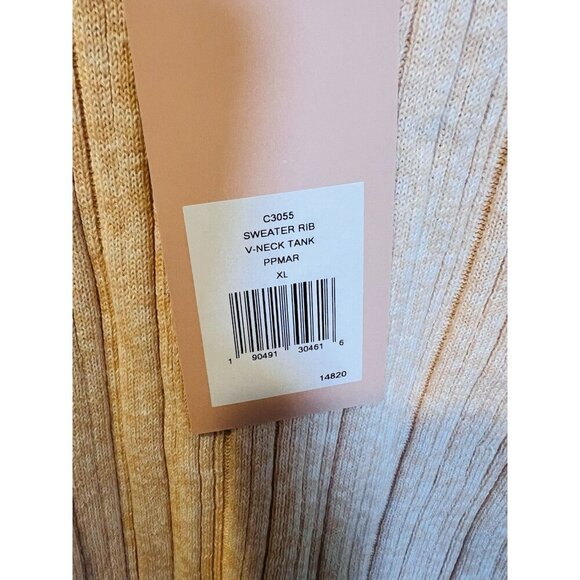 Eberjey Infinite V-Neck Ribbed Sweater Tank Peach Parfait X-Large Loungewear - Picture 9 of 10
